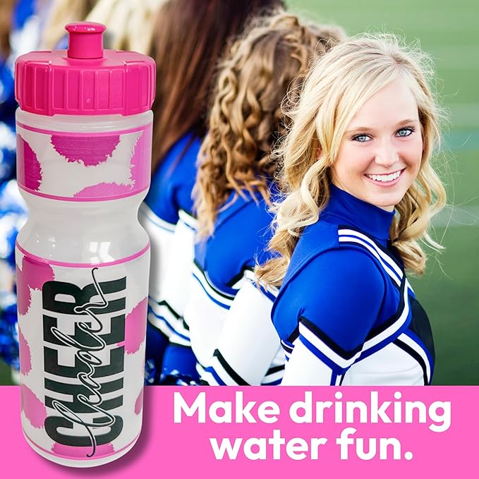 50 Strong Kids Water Bottle | 22 oz. BPA- Free Sports Squeeze Water Bottles with Pull Top Cap |Perfect Water Bottle for School | Reusable & Durable for Boys & Girls | Made in USA (Cheerleader)