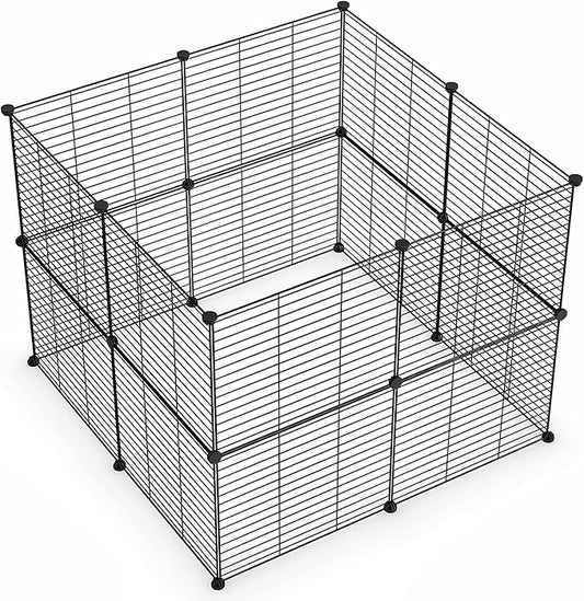 Small Animal Playpen, Guinea Pig Cages, Pet Playpen, Rabbit Cage,Small Animal Cage, Puppy Kitten Dog Playpen, Indoor Outdoor Portable Metal Wire Yard Fence,15 X 12 Inch, 16 Panels, Black.