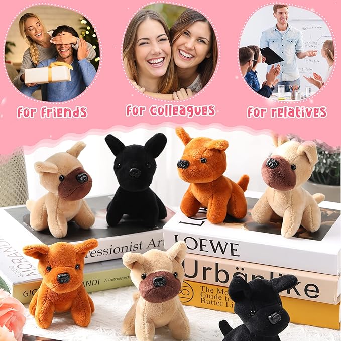 Sumind 9 Pcs Mini Plush Dog Stuffed Animals Bulk Dog Plush Party Favors Small Soft Toy for Goodie Bag Fillers (Nerdy Puppy)