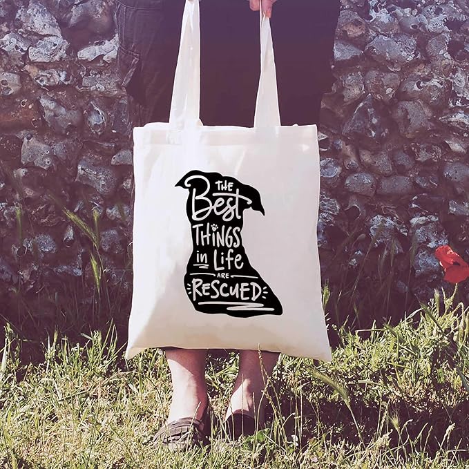 LIBIHUA Pet Dog Bag Gift - Dog Travel Bag - Rescue Dog Bag - Unique Dog gift,Dog Travel Bag,Supply Bag - Rescue Dog Mom Gift - the Best Things in Life Are Rescued - Shoulder Bag Shopping Bag Tote Bag