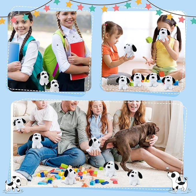 Sumind 9 Pcs 4" 5" Mini Plush Stuffed Dog Party Favor Small Puppy Stuffed Animal Bulk Soft Toy Doll Cute for Kids Gift Graduation Stocking Stuffers Baby Shower Birthday(Cute Dalmatian)