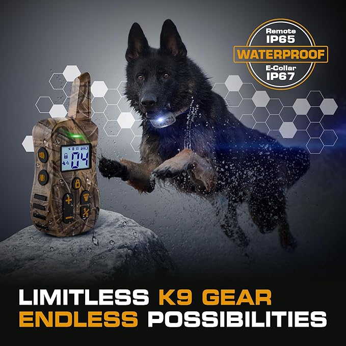 INVIROX Shock Collar for Dogs [Ultra K9 Hunting Series] 124 Training Levels, 4 Powerful Modes with Night-Light and ¾ Mile Range 100% Safe Dog Training E Collar for Large Dogs IP67 Waterproof