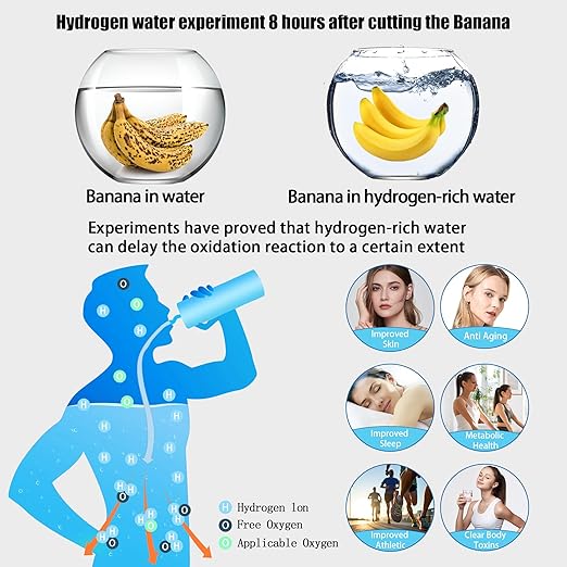 Hydrogen Water Bottle Generator, AquaHealth Hydrogen Water Bottles, 450ml Portable Rechargeable Hydrogen Water Ionizer Hydrogen-Rich Water Bottle Glass for Home, Travel, Office w/Hydrogen Suction Tube