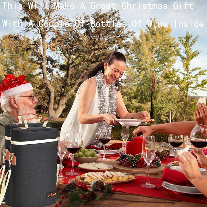 Insulated Wine Carrier Bag 4 Bottle Wine Cooler Tote Bag for Travel, Party, Beach, Wedding, Wine Accessories Gift for Wine Lovers