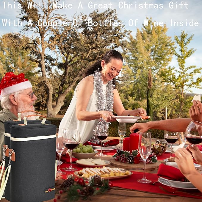 Insulated Wine Carrier Bag 4 Bottle Wine Cooler Tote Bag for Travel, Party, Beach, Wedding, Wine Accessories Gift for Wine Lovers