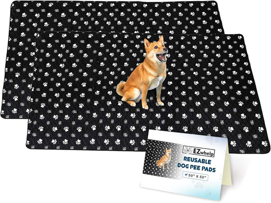 EZwhelp Reusable Dog Pee Pads, Washable Waterproof Mats for Dog Potty Training or Whelping Pads, 50x50 Inch, 2 Pack