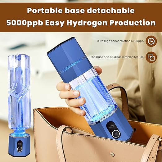 Hydrogen Alkalin Hydrogen Water Generator,Portable Rechargeable aquahealth Hydrogen Water Bottle with SPE/PEM Technology, Suitable for Home, Office, Travel, and Fitness Hydration.（Blue)