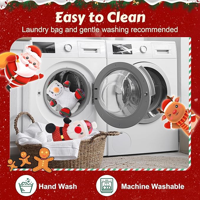 Squeaky Dog Toys, 2 Pack Dog Chew Toys with Crinkle Paper for Puppy, Small, Medium, Large Dogs, Interactive Pet Holiday Toys for Training and Reducing Boredom