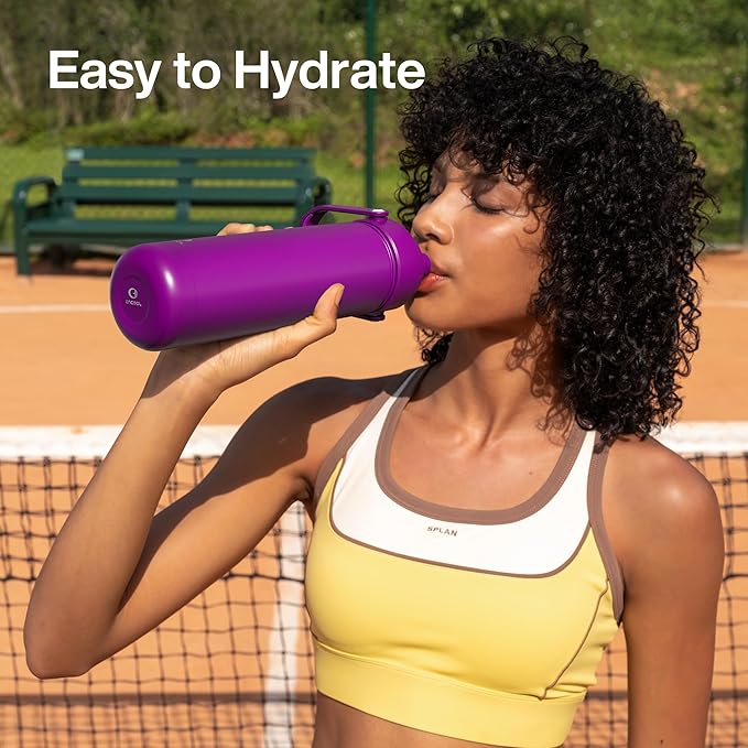 Insulated Water Bottle with Straw Stainless Steel Water Bottle, Leak-Proof, BPA-Free, Double Wall Vacuum Keeps Cold for 24 Hours for Sports, Travel, School (26 oz, Bright Magenta)