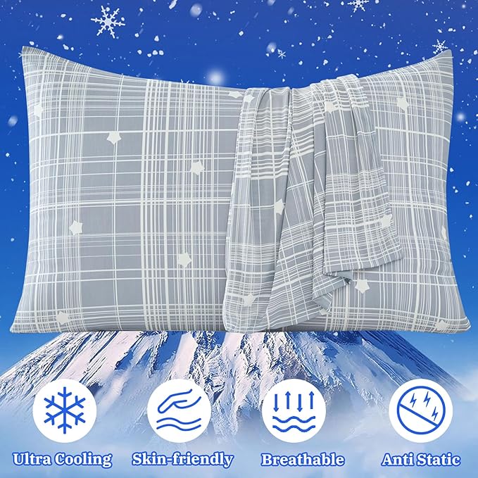 Cooling Pillow Cases for Hot Sleepers - Double Side Arc-Chill Q-Max>0.5 Cooling Fiber Cool Pillow Cases 2 Pack - Breathable Soft Cold Pillow Cases with Hidden Zipper (20" x 26")