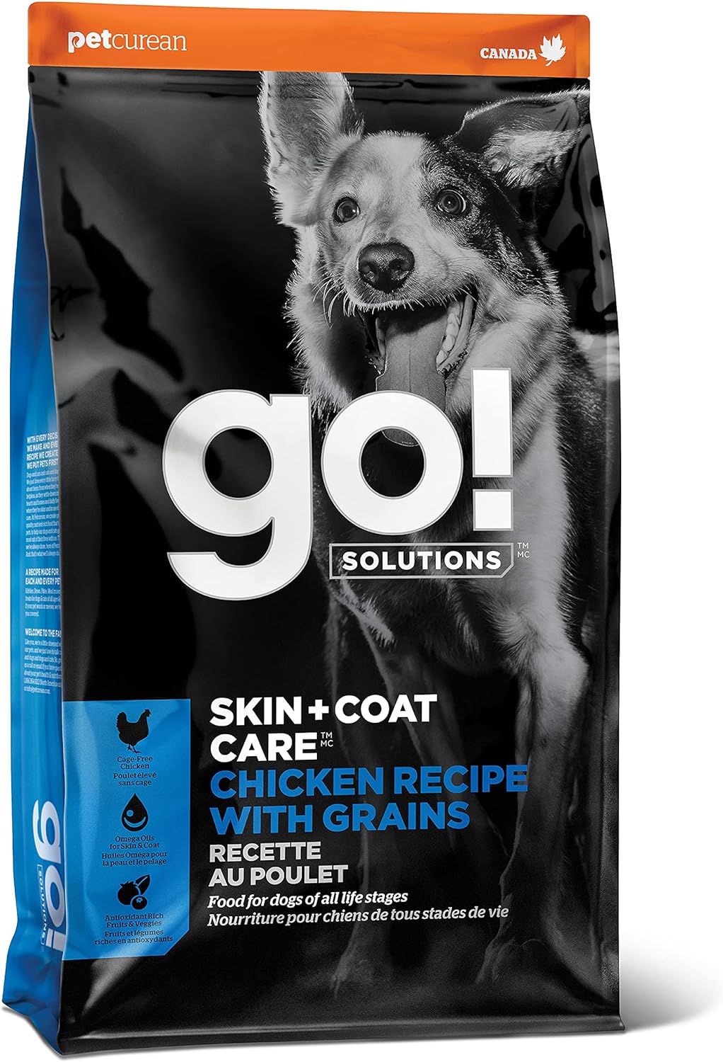 Go! Solutions Skin + Coat Care, Dry Dog Food, Chicken Recipe with Grains, 12 lb Bag