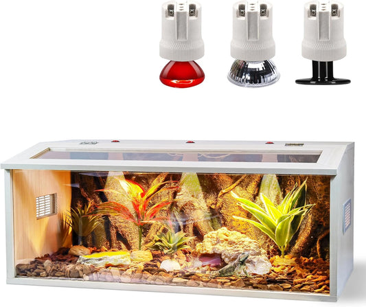 Prolee Bearded Dragon Tank 70 Gallon, Reptile Enclosure, Snake Tank, Reptile Terrarium, Built-in Light Fixtures with Switch, 48" L x 20" H x 20" D