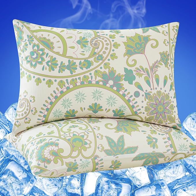 Cooling Pillow Cases for Hot Sleepers - Double Side Arc-Chill Q-Max>0.5 Cooling Fiber Cool Pillow Cases 2 Pack - Breathable Soft Cold Pillow Cases with Hidden Zipper (20" x 30")