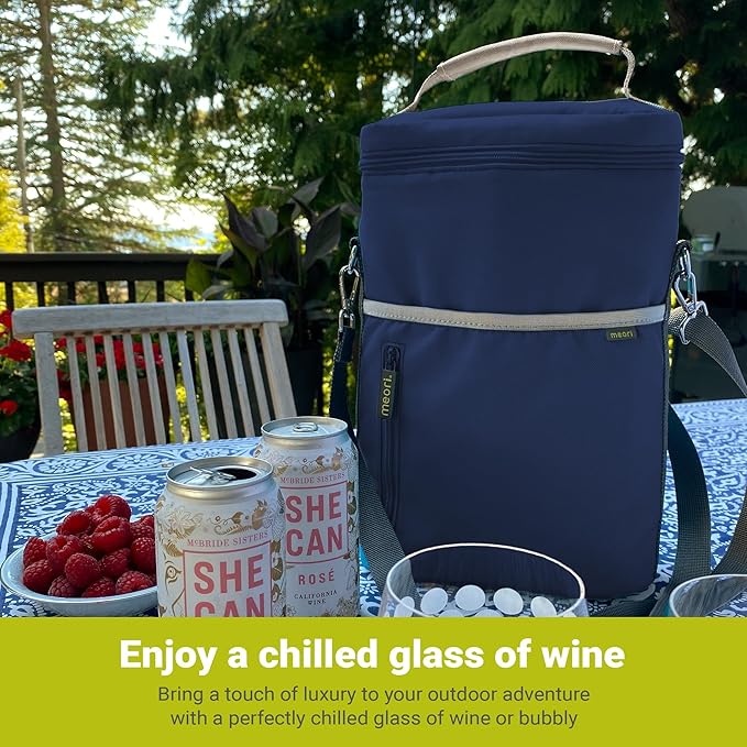 meori 2-Bottle Insulated Wine Tote | Marine Blue Solid