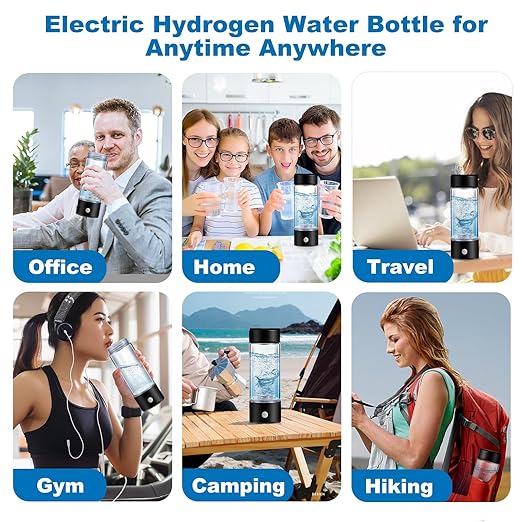 Hydrogen Water Bottle, Hydrogen Water Bottle Generator, 3Min Quick Electrolysis, 2 in 1 Portable Hydrogen Water Generator, Hydrogen Water Ionizer Machine with SPE PEM for Home, Office, Travel