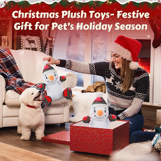 Squeaky Dog Toys, Dog Chew Toys with Crinkle Paper for Puppy, Small, Medium, Large Dogs, Interactive Pet Holiday Toys for Training and Reducing Boredom