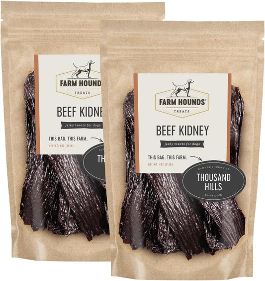 Farm Hounds - Beef Kidney - Premium Natural Beef Kidney Jerky For Dogs - Made From 100% Humanely Raised Cattle - Organ Treat - Great For Training & Treats - No Added Fillers - Made in USA -4oz -2 Pack