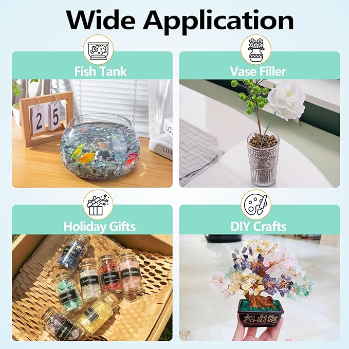 3 Lb Tiger Eye Aquarium Gravel Rocks Polished Tumbled Crushed Stones, Natural Crushed Stone Crystal Chips Decorative for Fish Tank||Vase Filler|Succulent Plants Decor, 6mm-9mm