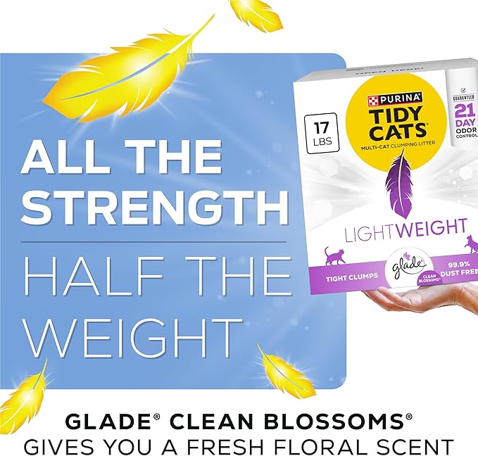 Purina Tidy Cats LightWeight With Glade Clean Blossoms Multi-Cat, Clumping, Low Dust, Scented Cat litter - 17 lb. Box