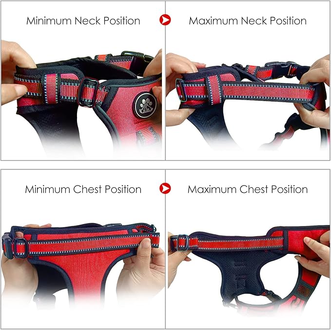 NESTROAD No Pull Dog Harness,Adjustable Oxford Dog Vest Harness with Leash,Reflective No-Choke Pet Harness with Easy Control Soft Handle for Small Dogs(Small,Red)