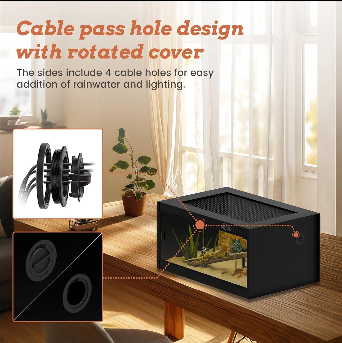 20 Gallon PVC Reptile Enclosure, RepWild 24"x18"x12" Terrarium/Tank with Heavy-Duty Screen Top, Glass Sliding Doors & Lock for Bearded Dragons, Ball Python, Geckos, Lizards