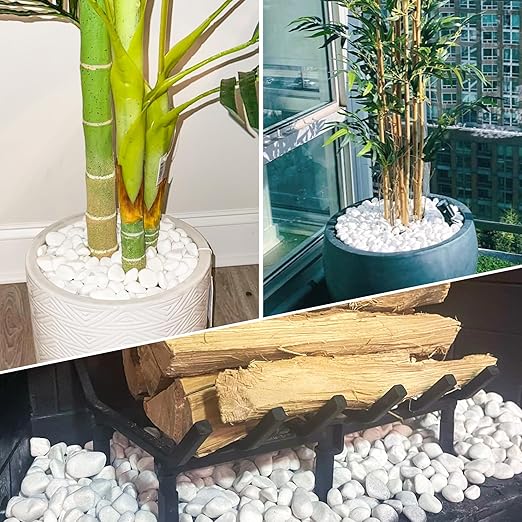 45LB 1"-2" White River Rocks for Plants, Polished Pebbles for Garden Landscaping, Planters, Aquariums, Vase Fillers – Indoor & Outdoor Decor