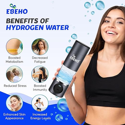 Hydrogen Water Bottle Generator: 5000+PPB Hydrogen Water, SPE PEM Technology, Portable Water Ionizer, Food-Grade & Shock-Proof Cup, Long-Lasting Battery, Leakproof - Easy to Use & Carry