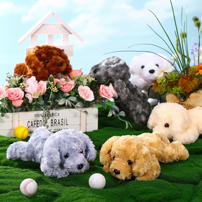 6 Pcs 8 Inch Stuffed Animal Plush Dog Puppy Soft Plush Pillow Toy Fluffy Puppy Set for Kids Girls Dog Theme Party Favor Birthday Baby Room Home Decor(Cute Style,Cute Color)
