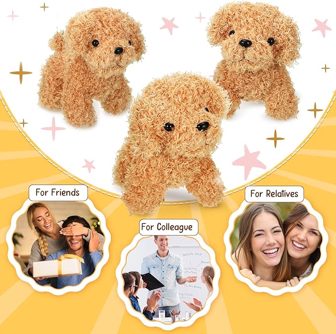 HyDren 30 Pcs 4.72 in Puppy Dogs Stuffed Animals Bulk Adopt a Puppy Mini Stuffed Plush Soft Puppies Dog Fluffy Plush Animal for Kids Baby Girls Boys Birthday Gifts Indoor Adoption Event(Light Brown)