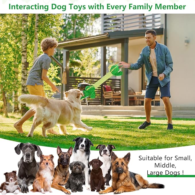 Large Squeaky Alligator Dog Toys, Interactive Puppy Toys with Crinkle Paper, Pull Tug of War Dog Toy, Plush Dog Chew Toys for Small, Medium, Large Breed