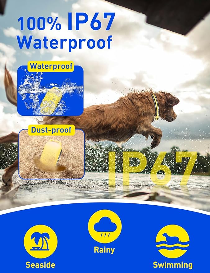 No Shock Dog Training Collar, Vibrating Dog Collar with Remote 2800Ft, Vibration Collar for Puppy Small Medium Large Dogs - No Prongs (Yellow)