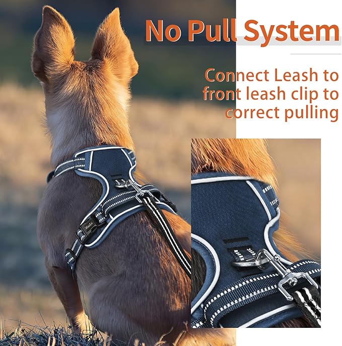 HEELE Dog Harness for Large Dogs No Pull Dog Vest Harness for Large Dog with Soft Padded Handle Reflective for Outdoor Training, Royal Blue, XL