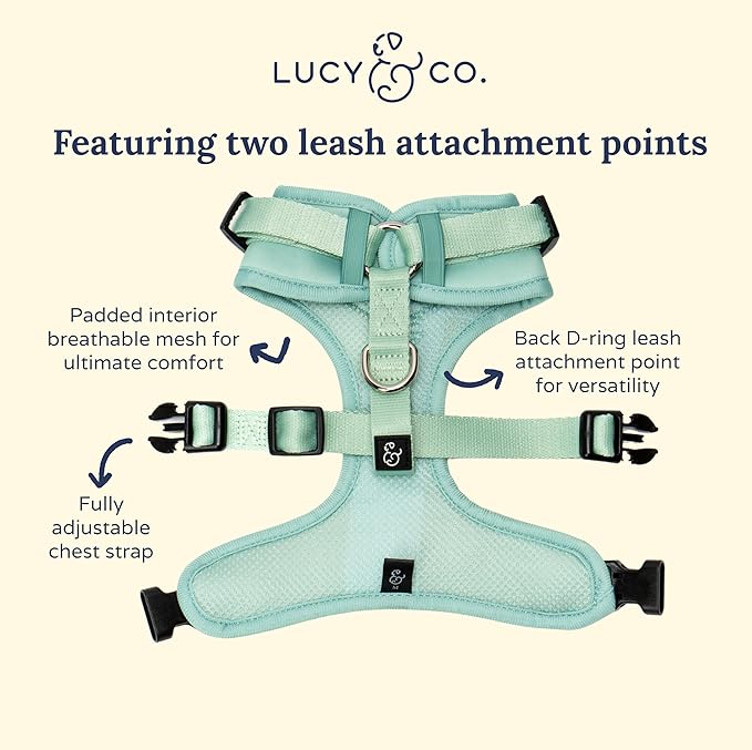 Lucy & Co. The Spring Green No-Pull Dog Harness - Size Medium - Vest to Stop Pulling & Walk Easy - Comfortable Leash Training Product w/Adjustable Chest & Neck Straps