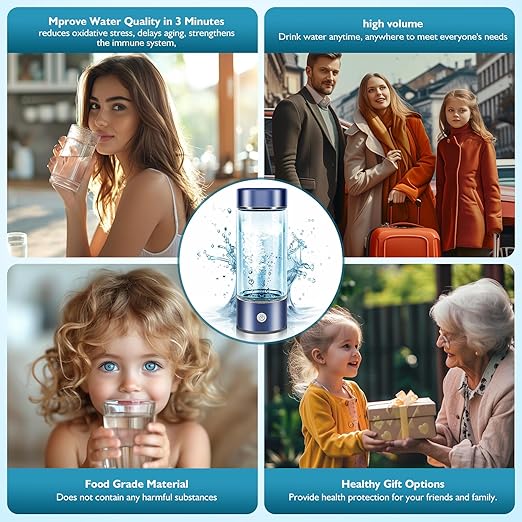 Hydrogen Water Bottle,Hydrogen Water Bottles Generator, Built-in Hydrogen Water Machine Quickly Produces Hydrogen to add to Hydrogen Tanks,Blue