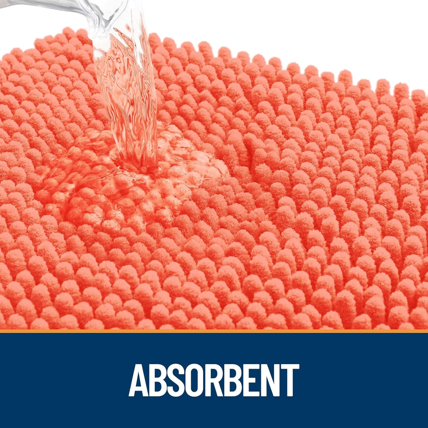 OLANLY Dog Door Mat for Muddy Paws 47x17, Absorbs Moisture and Dirt, Absorbent Non-Slip Washable Doormat, Quick Dry Chenille Mud Mat for Dogs, Entry Indoor Entryway Carpet for Inside Floor, Coral