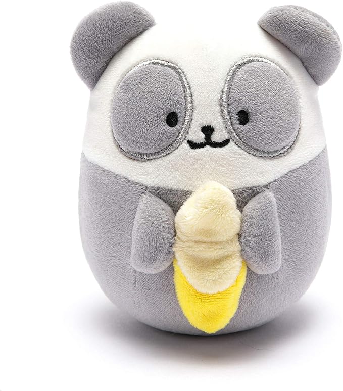 Anirollz Stuffed Animal Plush Toy – 3.5" Small Fabric Squishy Ball Doll | Soft, Warm, Cute, Comfort, Safe | Birthday Pillow with Kawaii Panda Bear with Banana Pandaroll
