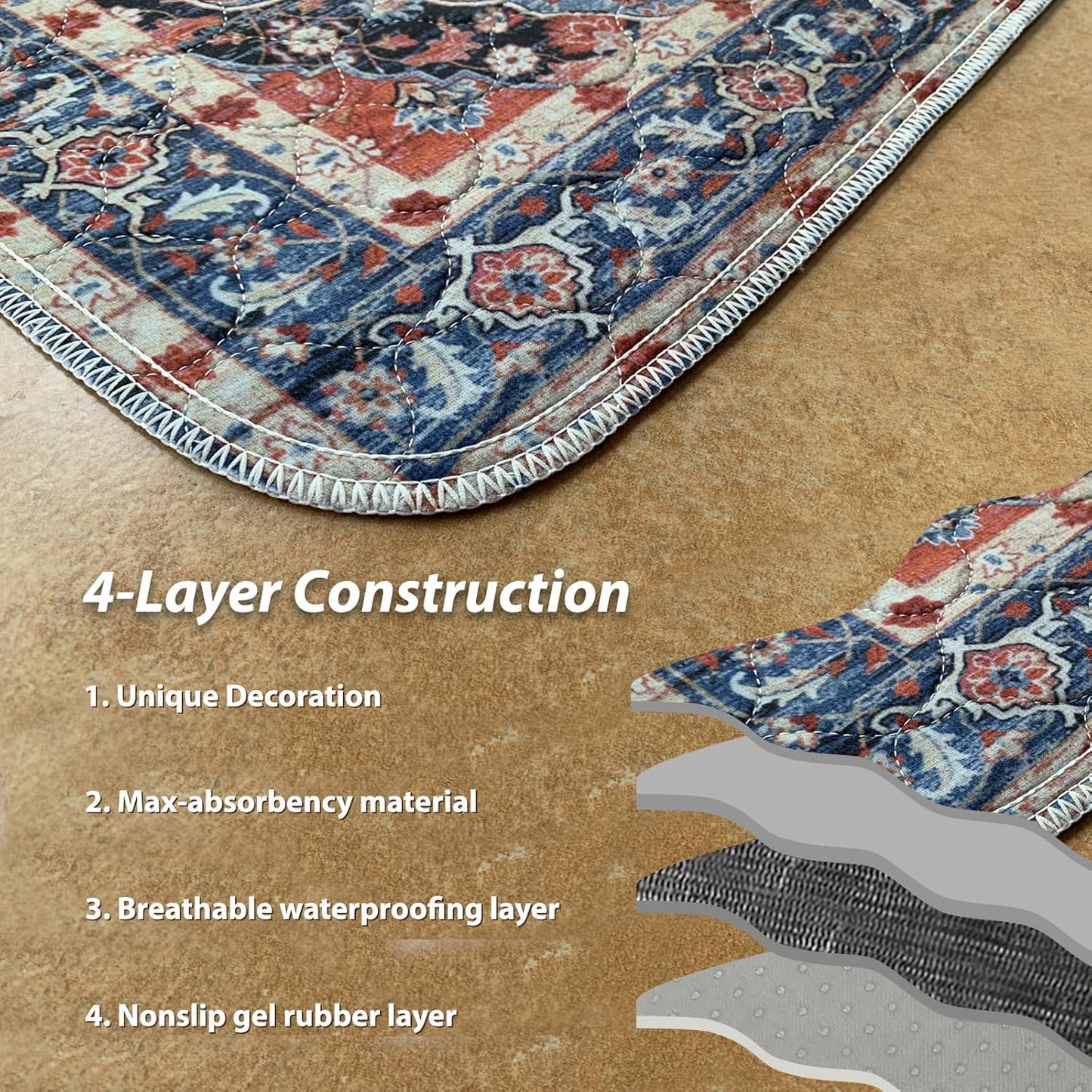 nunubaby 2PACK Washable Pee Pads for Dogs, Stylish, Non-Slip and Leak-Proof Pee Pads. Reusable Potty Pads for Dogs for Crates and Floors.(Red/Floral, 72" x72")