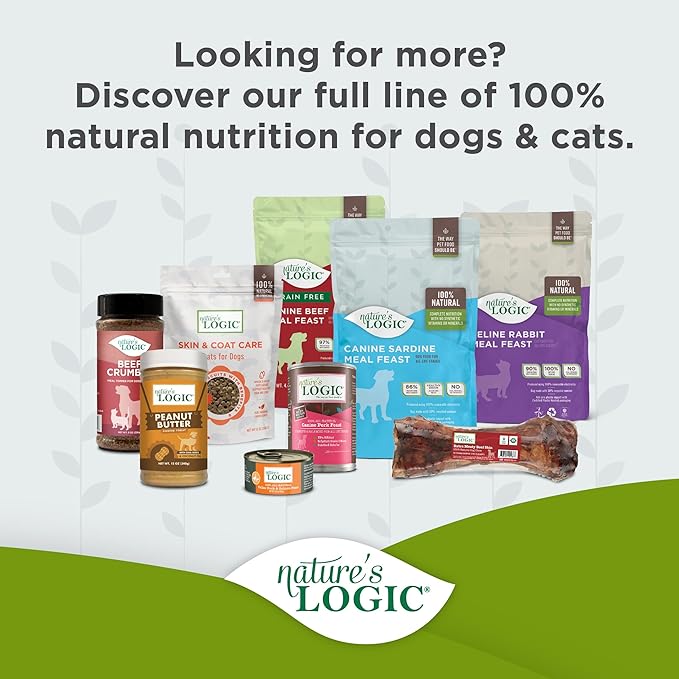 Nature's Logic Dry Dog Food - 100% Natural - No Synthetics - For All Ages, Sizes, Breeds - Free From Common Allergens, High Protein - Chicken Meal Feast, 4.4lbs