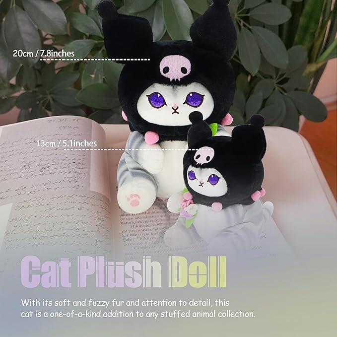 Kawaii Shark Cat Plush Toy Stuffed Animal Doll, Soft Pillow for Boys & Girls (Cat-C, 20cm/7.8in)