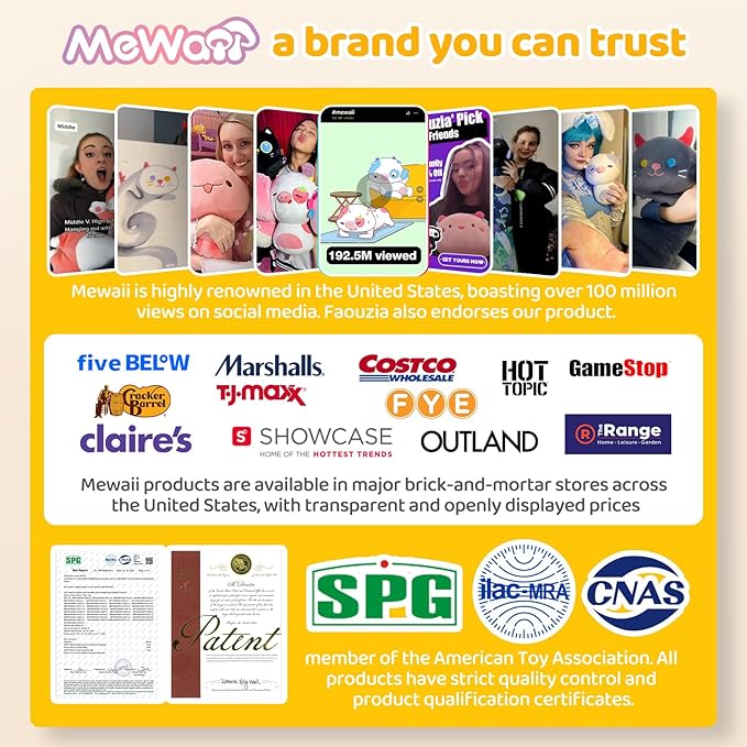 Squishy Cloud-Like Softness, Trending Kawaii Cat Mushroom Plush Pillow, A Must-Have Collectible for Young Adults, Perfect for Kids, Toddlers Girls, Stuffed Animal Decor (8")