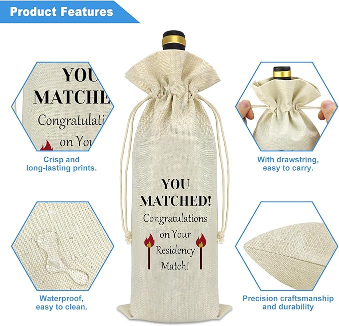 Medical School Gifts Match Day Gifts Wine Bags Graduation Gift for Doctors Nurses Gifts for Medical Graduates Residency National Doctors Day Gifts Christmas Thanksgiving Birthday Gifts Wine Bottle Bag