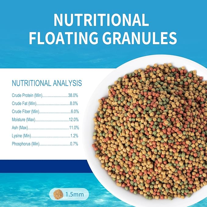Dylan's cabin Floating Goldfish Food Pellets 12oz - Pond Fish Food Growth Formula with Krill Spirulina Color Enhancing for Goldfish & Koi, Keep Clean Water