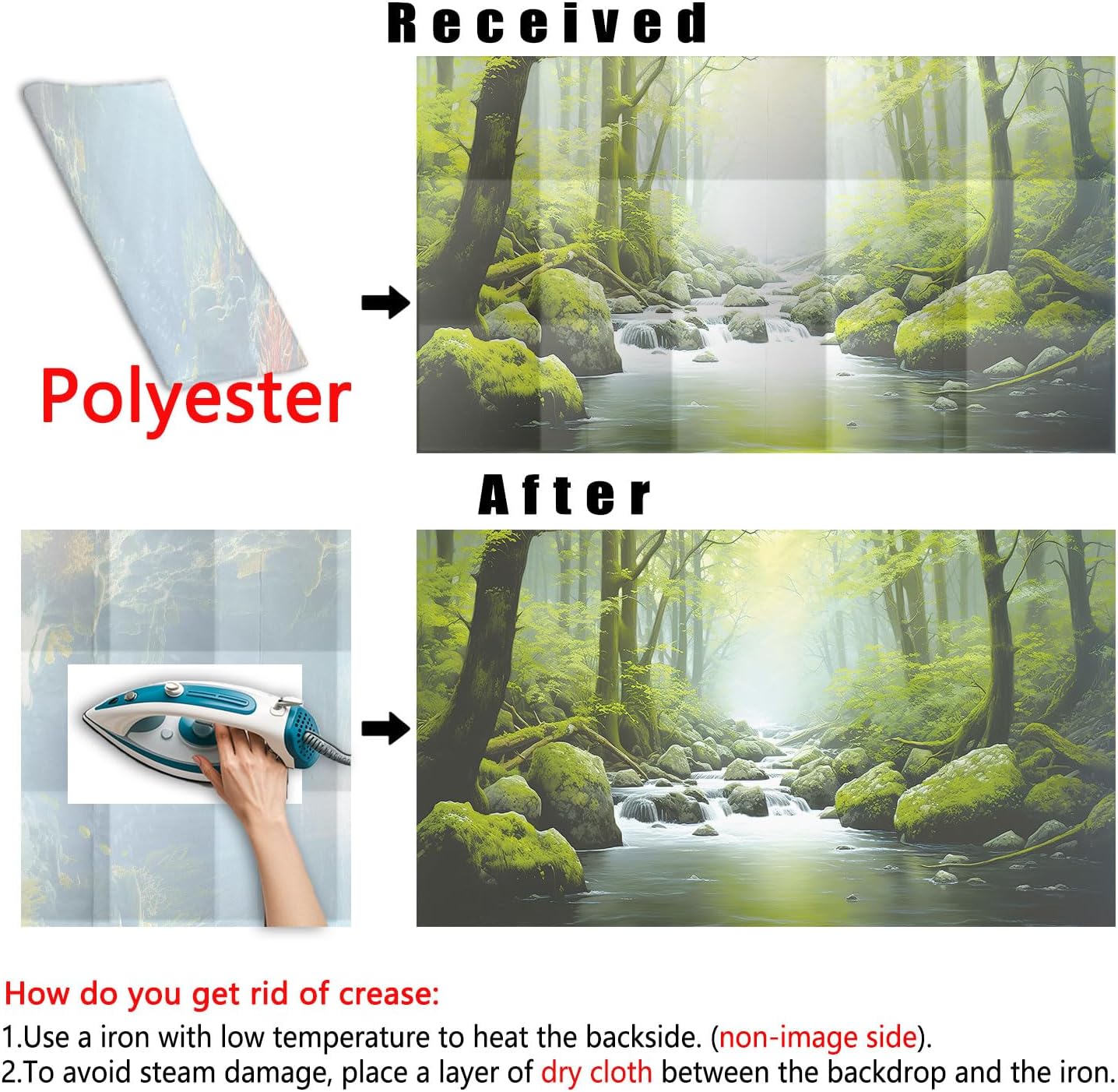 30X12IN Tropical Forest Terrarium Background, Natural Green Forest Tree Reptile Habitat Background, Misty Rainforest Aquarium Background, with 8 EVA Double-Sided Tape