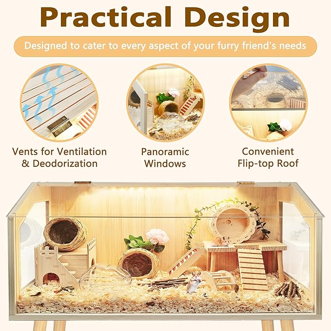 Prolee Hamster Cage with Legs, Guinea Pig Cages Chew Proof, Hamster House, Hamster Cages and Habitats, 48" L x 20" W x 47.6" H