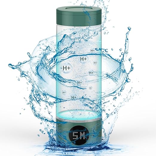 Hydrogen Water Bottle, Hydrogen Water Generator 1700+PPB Fourth Generation SPE PEM Technology, Portable High Borosilicate Glass Hydrogen Water Generator Quick Electrolysis