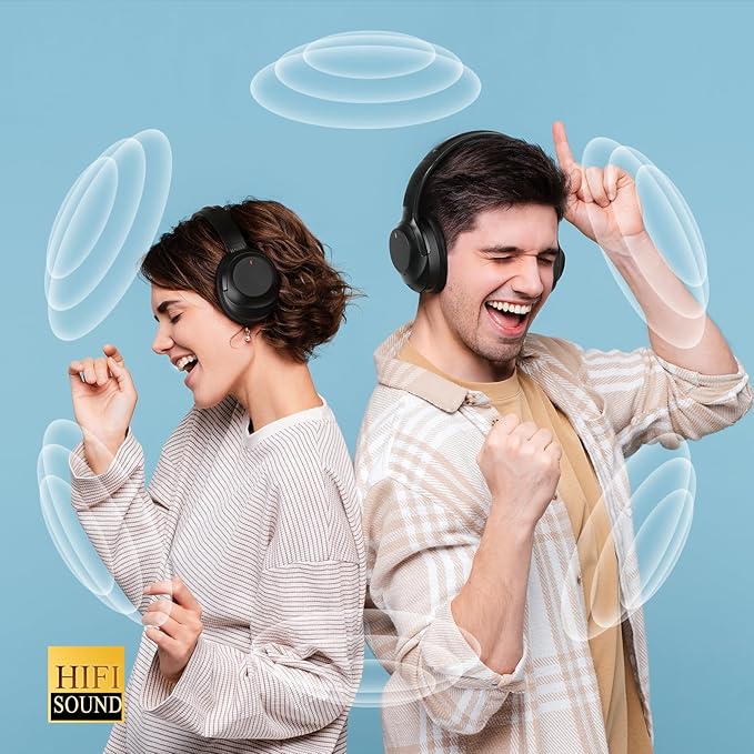 iDiskk E11 Hybrid Active Noise Cancelling Bluetooth Headphones,Over Ear Wireless Headphones Noise Cancelling with Deep Bass,60H Playtime,Hi-Res Audio Wireless Headsets for Commuting, Trips (Black)