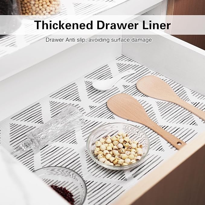 Shelf and Drawer Liner for Kitchen Cabinet,18 in x 30 FT Non-Adhesive Cabinet Liners for Shelves Non-Slip Waterproof Kitchen Drawer Liners Contact Paper Shelf Paper with Knife and Tape Measure