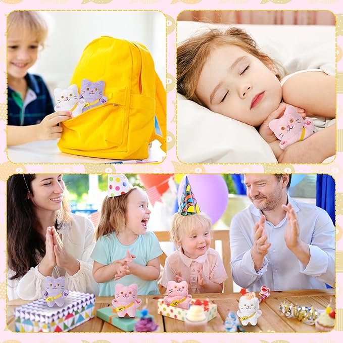 Zomiboo 9 Pcs Cat Stuffed Animals Bulk Mini Plush Cat Pig Stuffed Kitten Soft Doll Piggy Plush Toys Ornament for DIY Keychain Halloween Classroom School Pet Animals Party Favors(Vibrant Style)