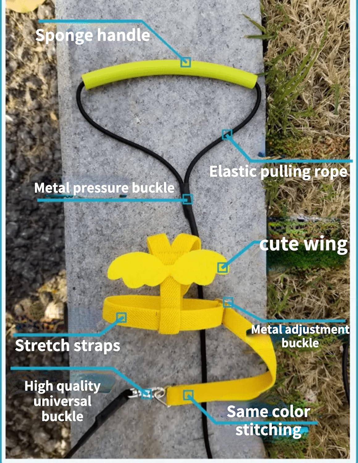 Pet Parrot Bird Harness Leash Adjustable Bird Flying Harness Traction Rope with Cute Wing for Parrots Pigeons Budgerigar Lovebird Cockatiel Mynah Outdoor Training Toy (M, Yellow)