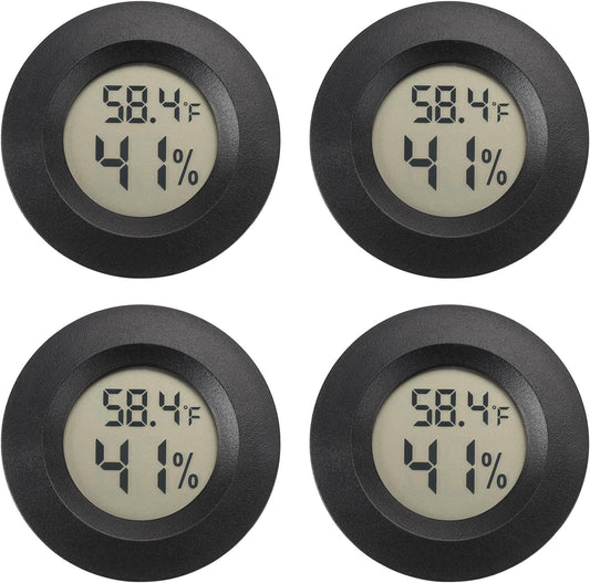 Mini Hygrometer Digital Thermometer Humidity Meter Hygrometer Thermometers Indoor/Outdoor Humidity Monitor Reptile Thermometer for Humidors Greenhouse Garden Cellar Fahrenheit(℉)/ Celsius(℃) 4 Pack